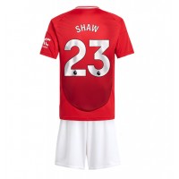 Manchester United Luke Shaw #23 Fußballbekleidung Heimtrikot Kinder 2024-25 Kurzarm (+ kurze hosen)